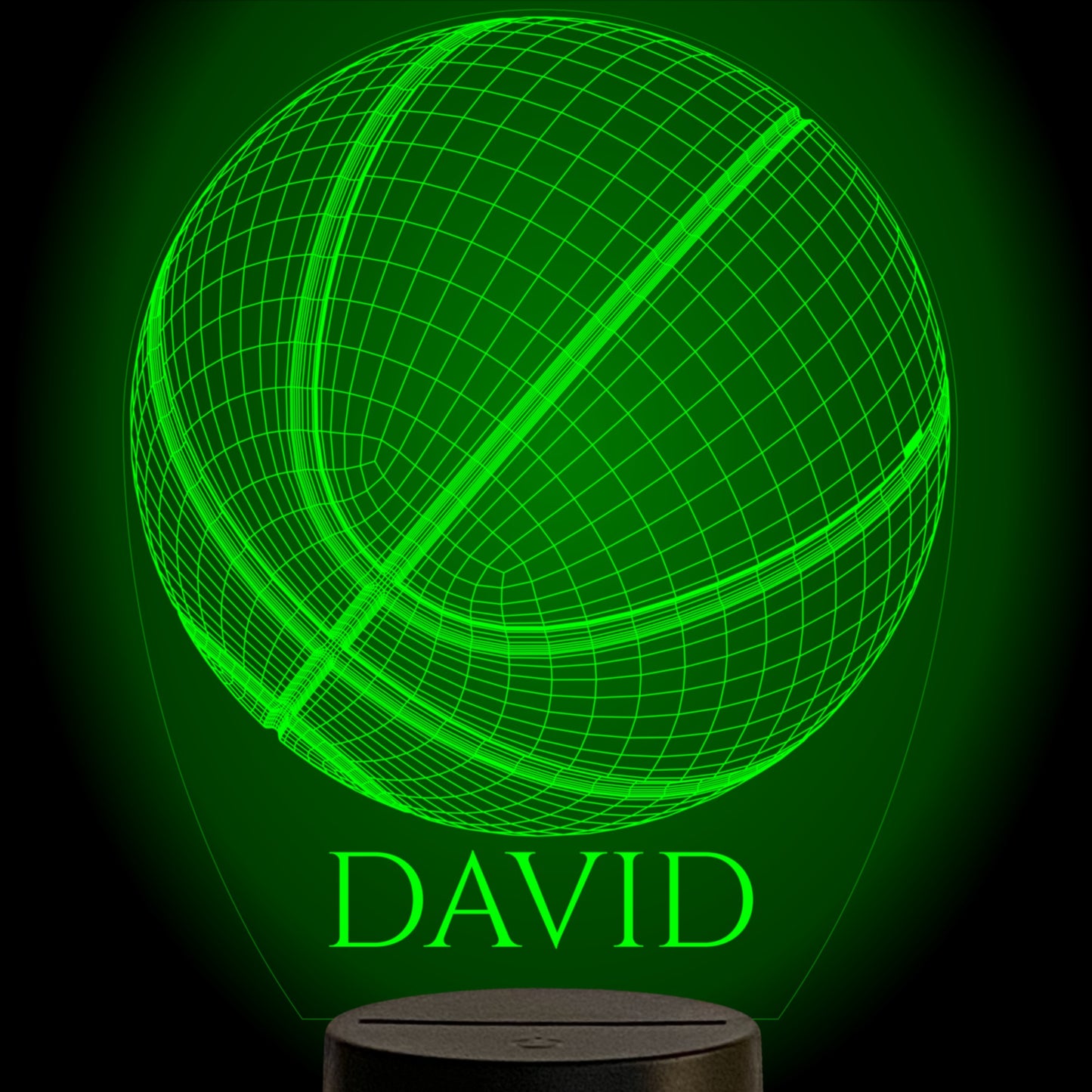 personalizedd illusion basketball night light. Shown in green.