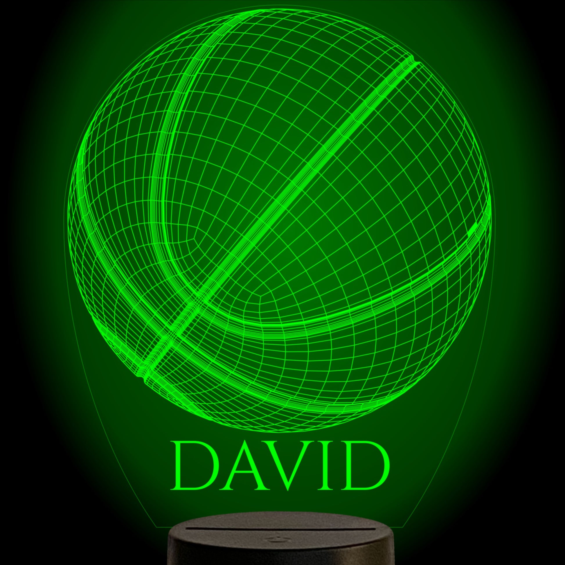 personalizedd illusion basketball night light. Shown in green.