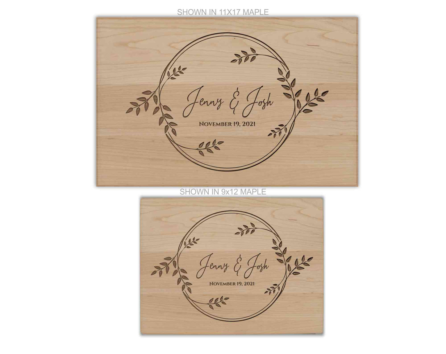 Personalized cutting board with ivy design