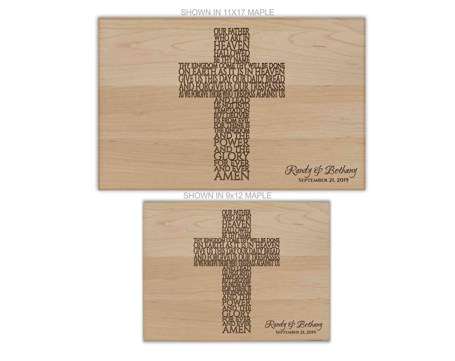 Lords Prayer personalized cutting board