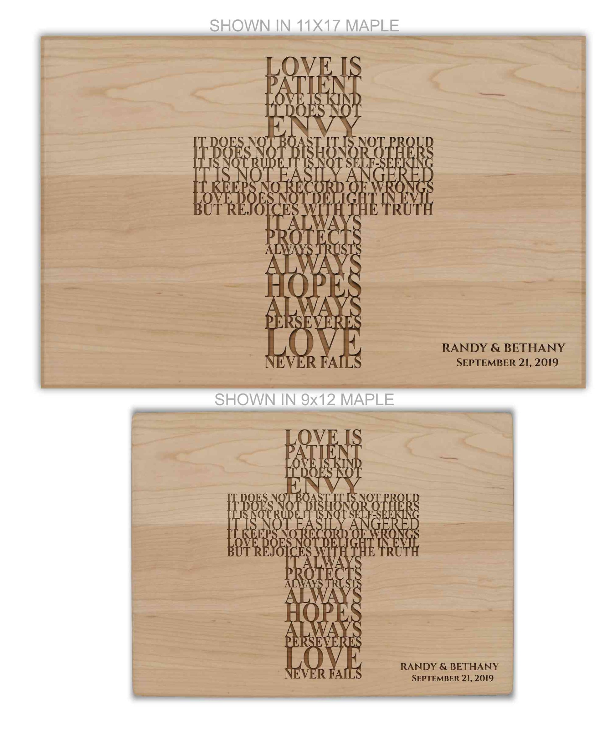 Corinthians 13 cross cutting board – GiftsPDQ
